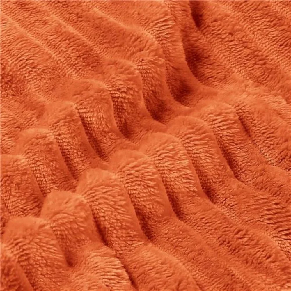Fall Throw Blanket for Couch - 3D Ribbed Jacquard Soft & Warm